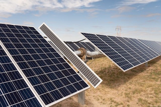 solar panels at a 1-megawatt solar array in West Texas, United States