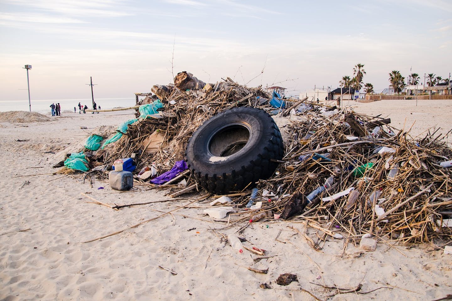 trash on beach