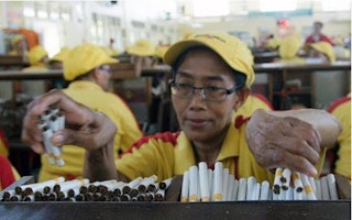 Indonesian woman in a cigarette factory