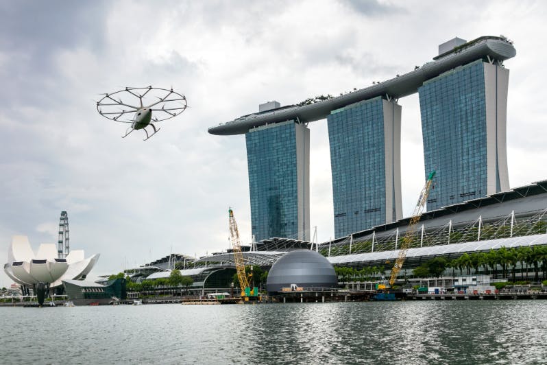 An an air taxi manufactured by German firm Volocopter