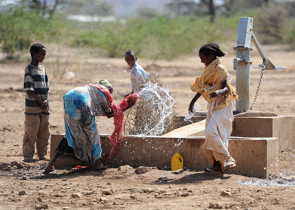 children playing with water