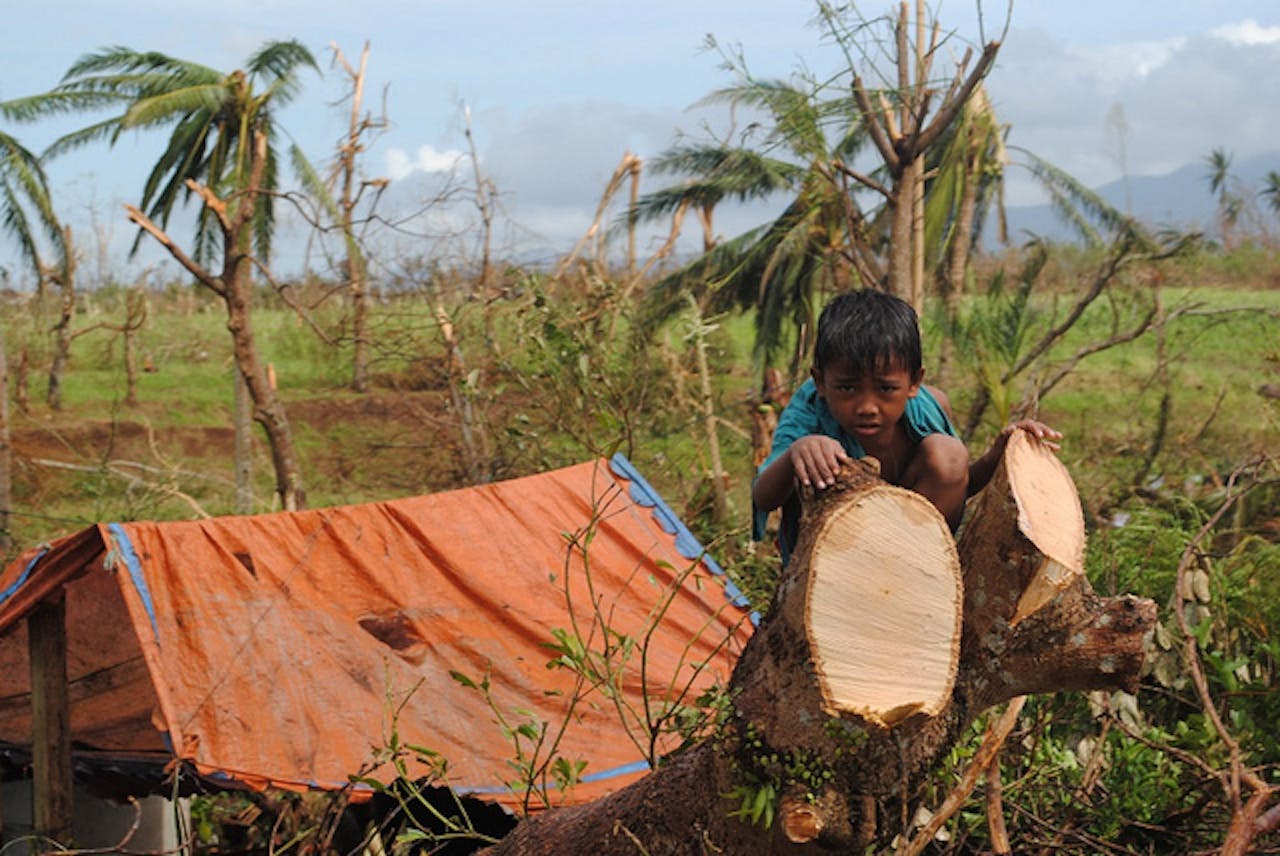 A child in Leyte Philippines, aftermath of Typhoon Haiyan 