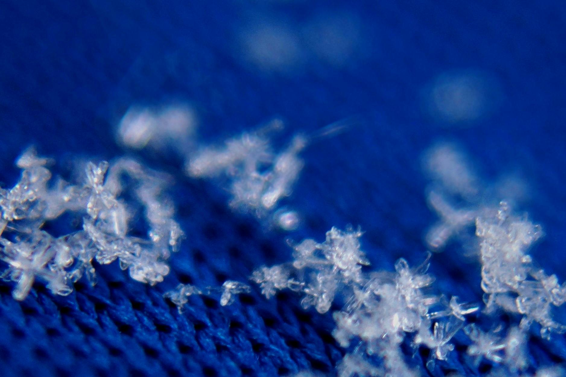 macro shot of ice on microfibre