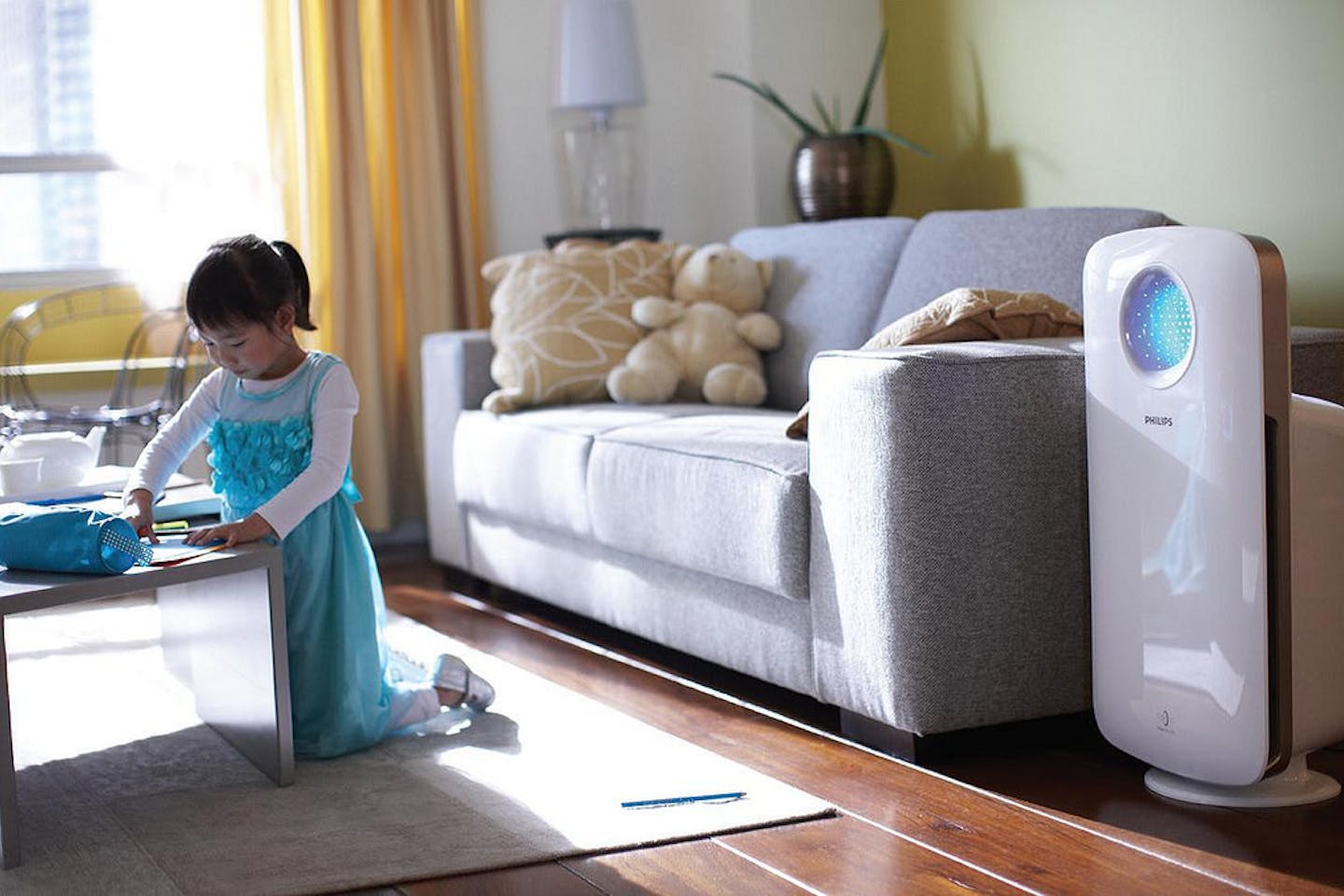 privileged child in a home with air purifier in china