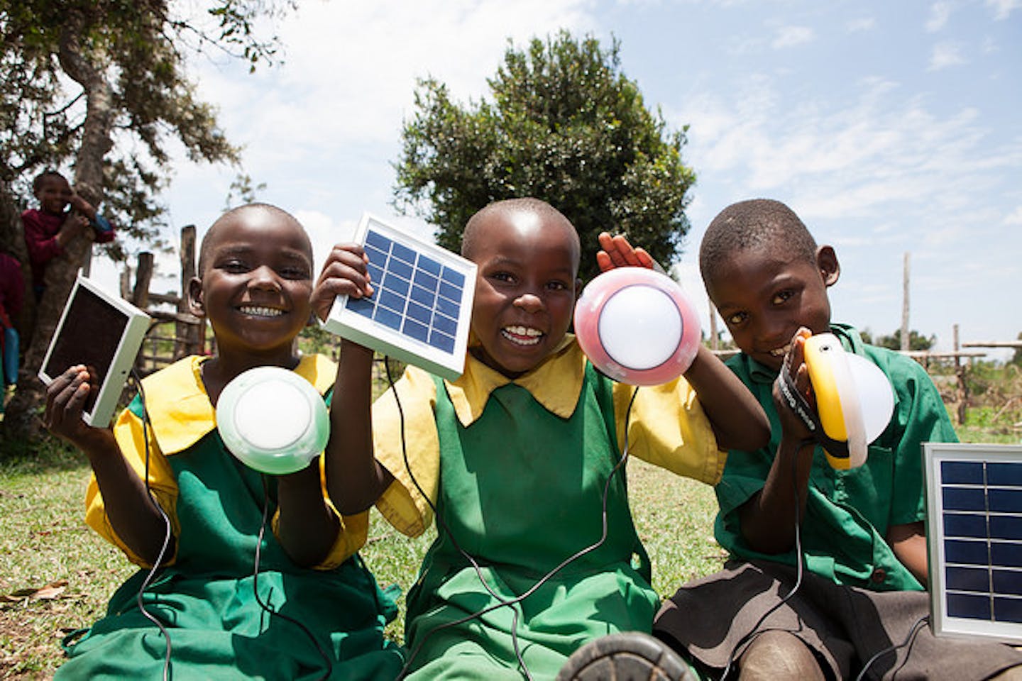 Kembu schoolkids with solar
