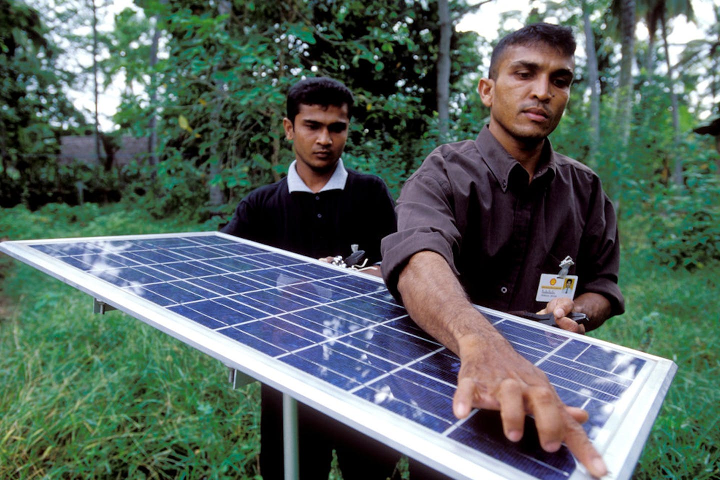 Solar panel on used for lighting village homes. Sri Lanka.