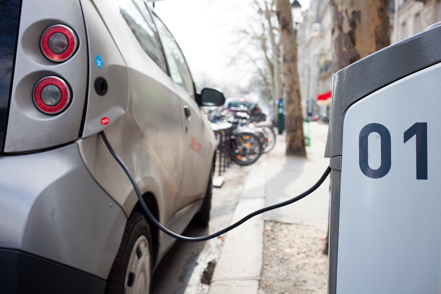 electric car charging at the charging station