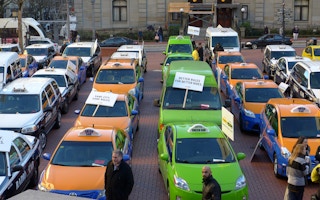 Protest against ride-sharing services in Portland, US