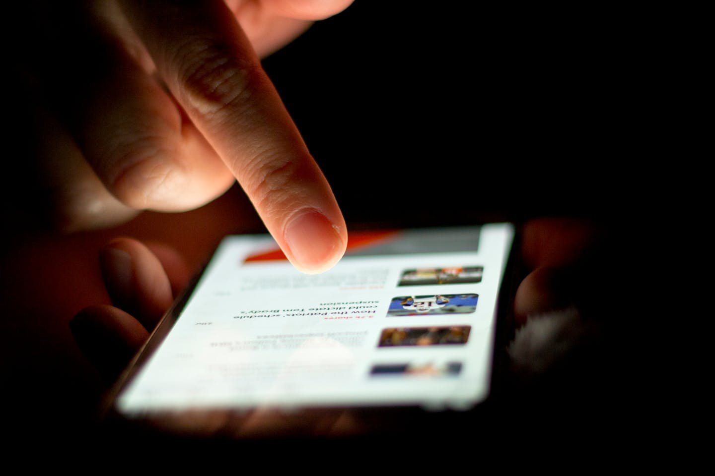 Reading news on a smartphone