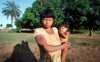 Shavante Indian mother with her baby in Brazil.
