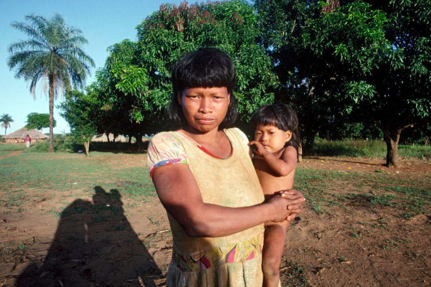 Shavante Indian mother with her baby in Brazil.