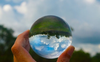 Glass orb and upside down world
