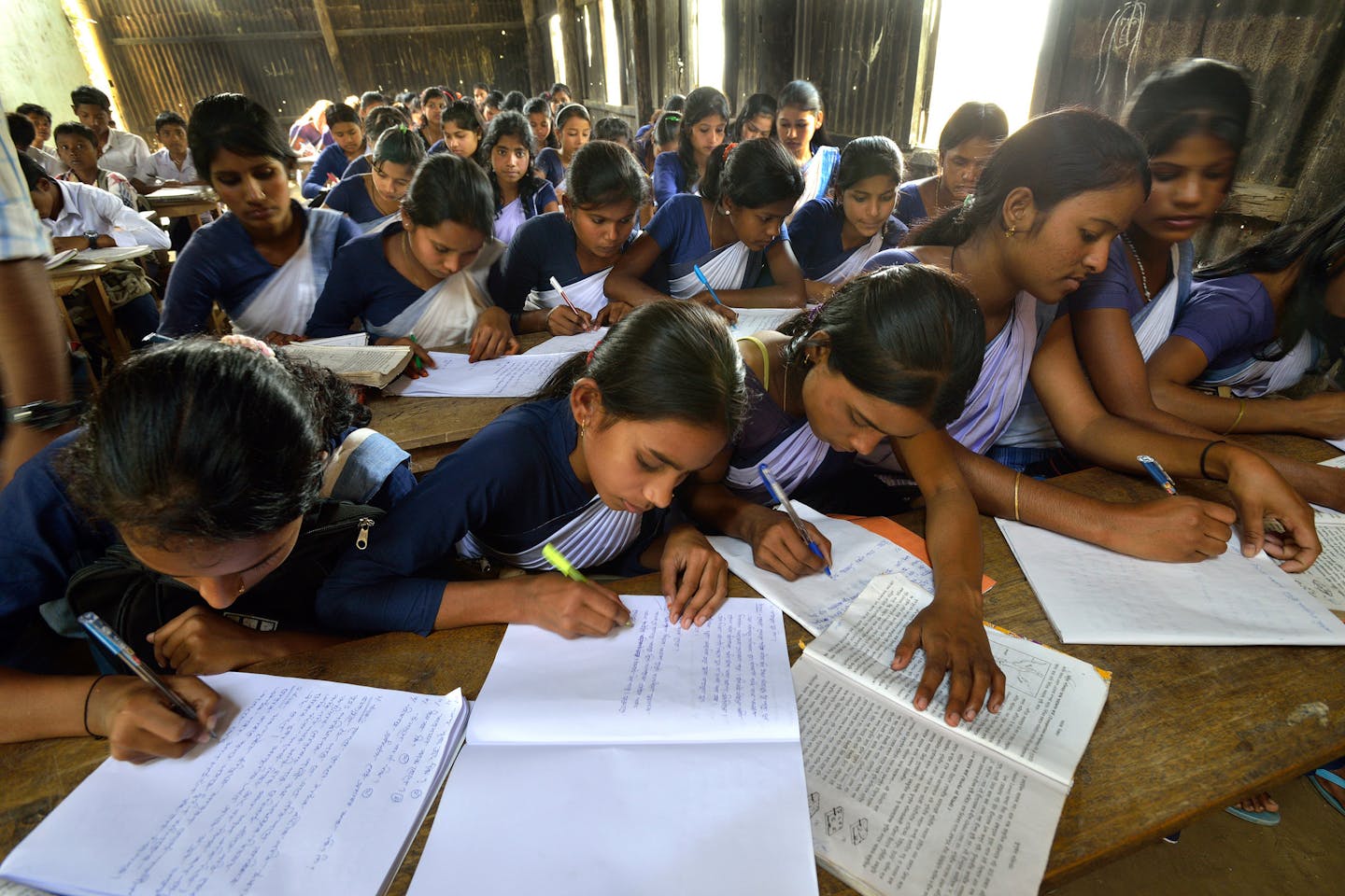 Female students in a school in the northeastern province of Assam, India