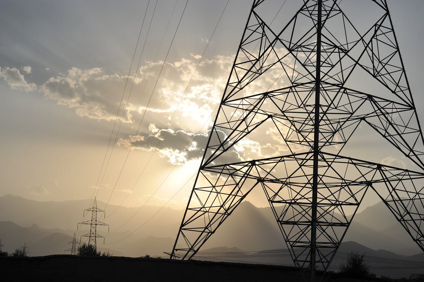 Power transmission lines in Afghanistan