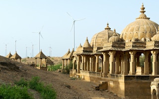 Wind turbines outside of Jaisalmer, Rajasthan, India
