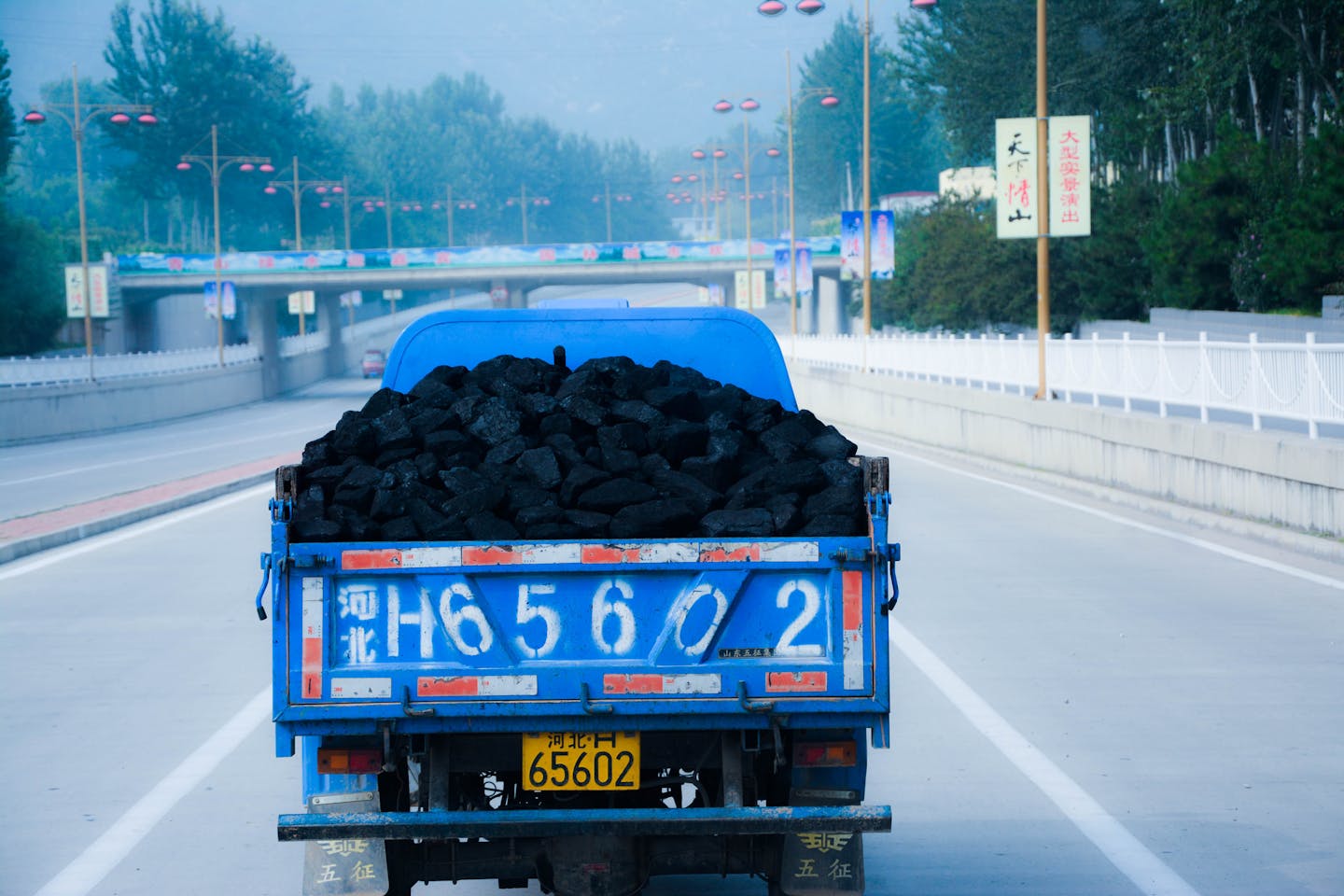 Coal on the back of a truck in China