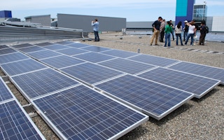 Rooftop solar panels at the Google office in California