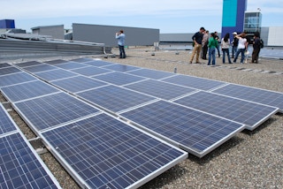 Rooftop solar panels at the Google office in California