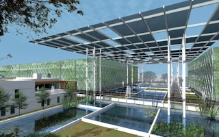 A rendering of the Floating Ponds vertical fish farm conceptualised by Surbana Jurong and Apollo Aquaculture Group