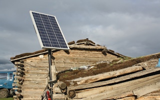 Portable solar panel system in Mongolia