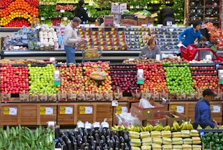 Shoppers browse at a supermarket