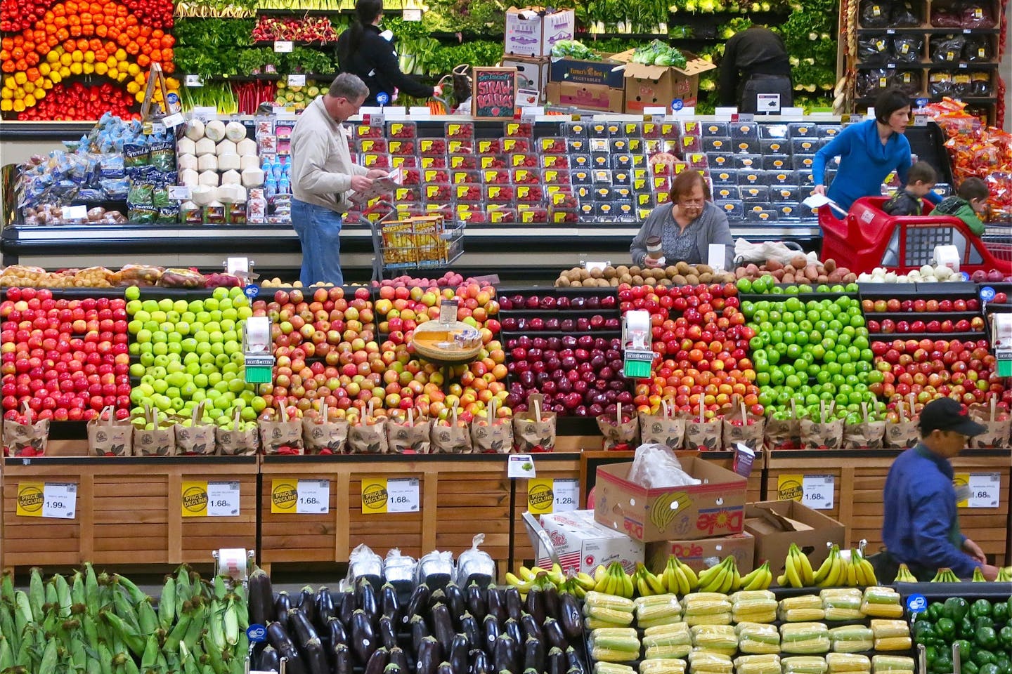 Shoppers browse at a supermarket