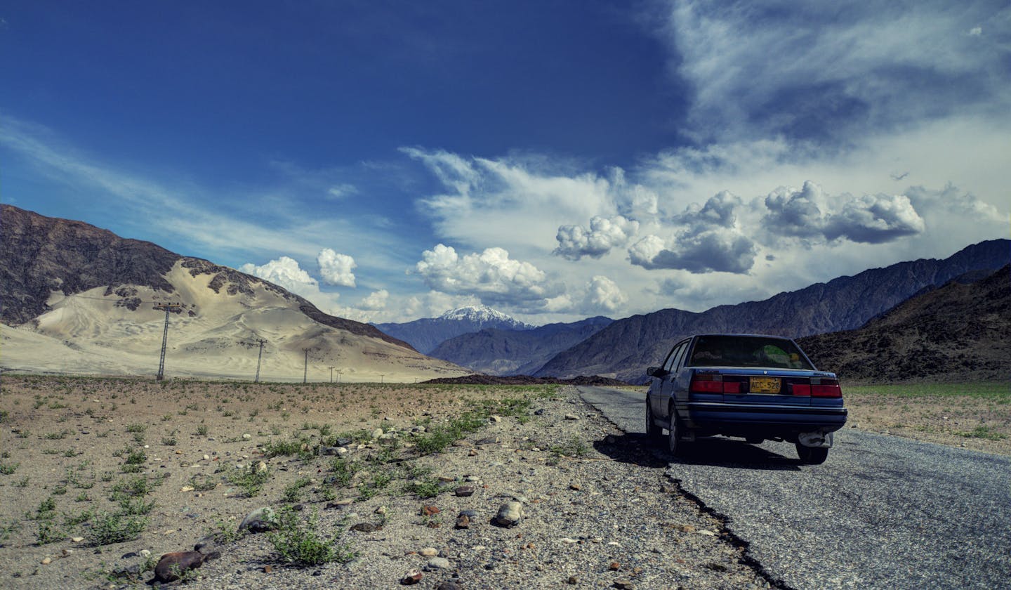 A car on the Karakoram highway