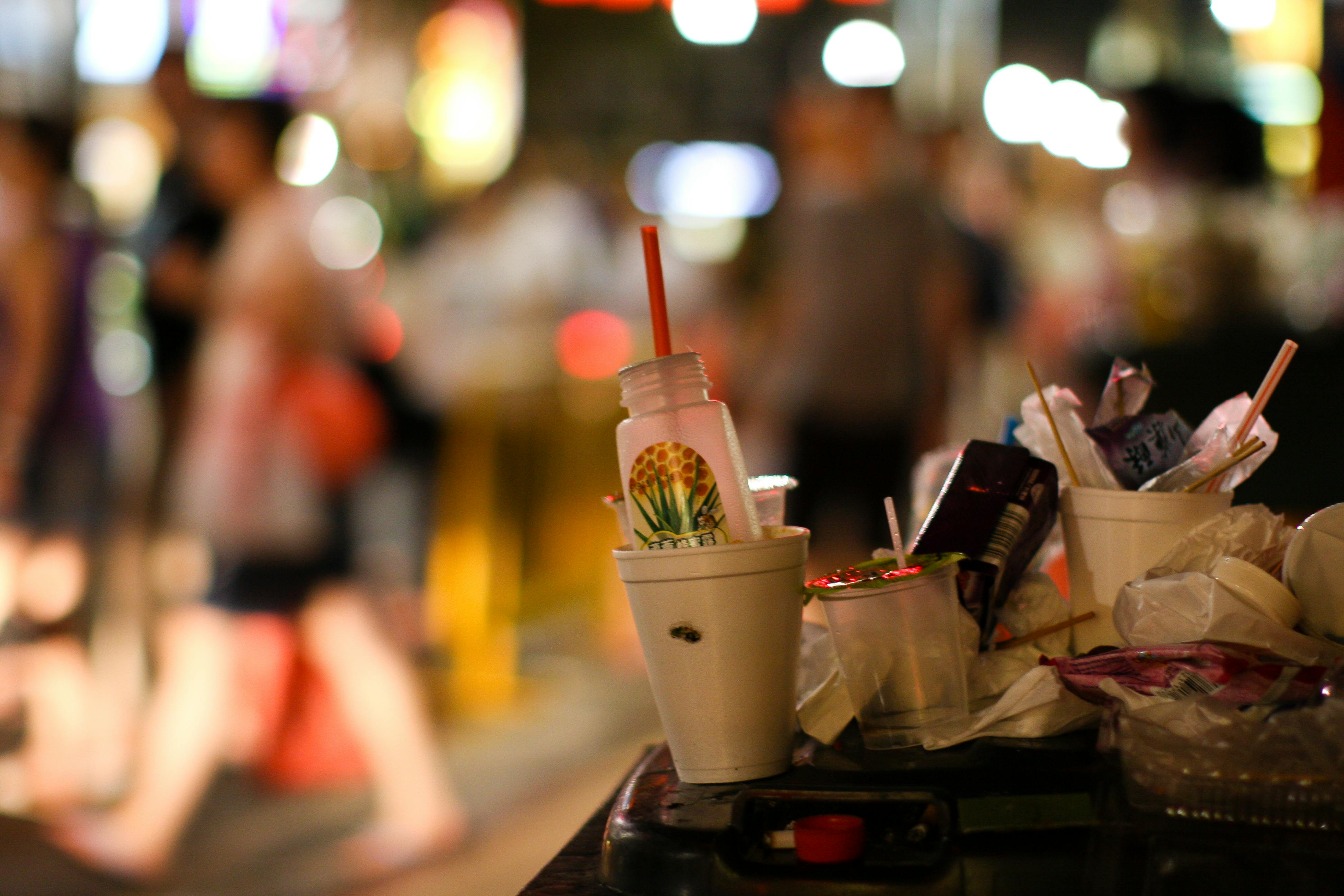Trash on the sidewalk in Singapore