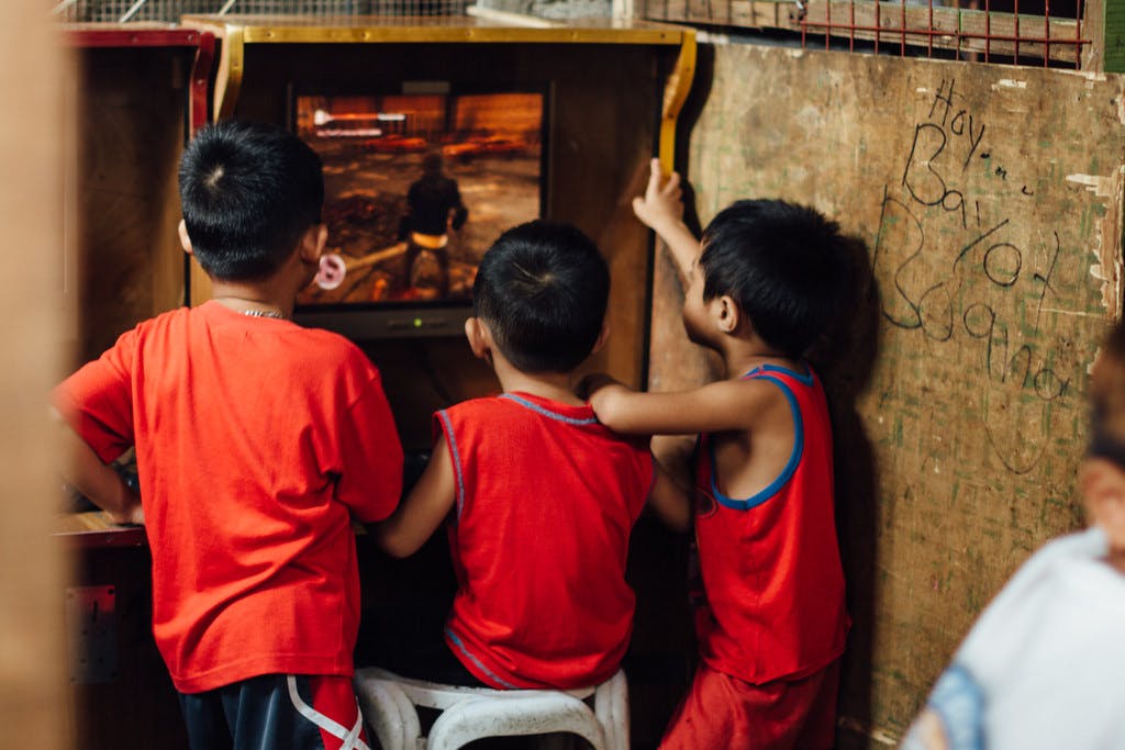 boys playing video games