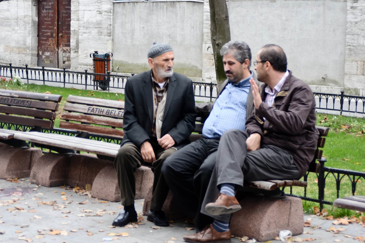 Men in conversation in Istanbul.