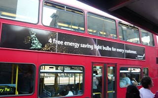 British energy saving ad on bus