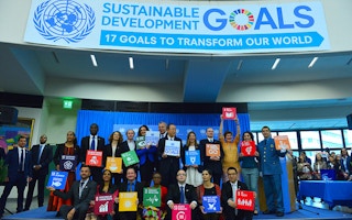 SDG volunteers with Ban