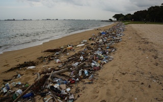 plastic trash beach