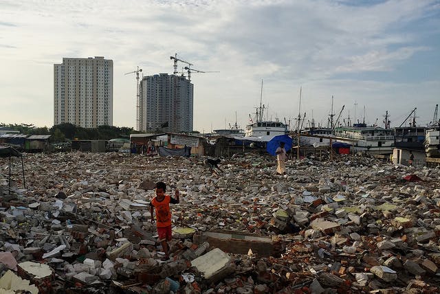 recently demolished kampung in Indonesia