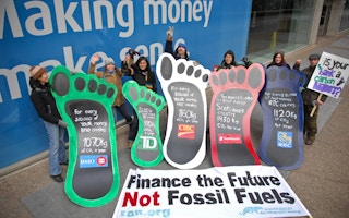 anti fossil fuel financing protest