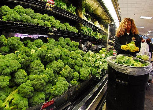 throwing cabbages at a supermarket