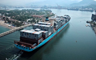 Maersk ship sets sail with cargo