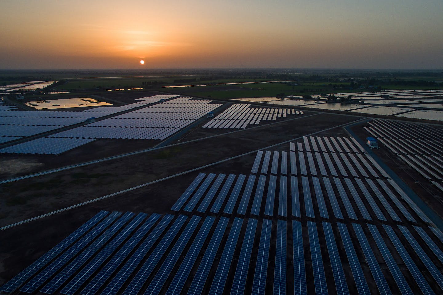 Sunrise at Central Thailand Solar Farm