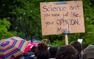 A sign seen at the March for Science protest last year