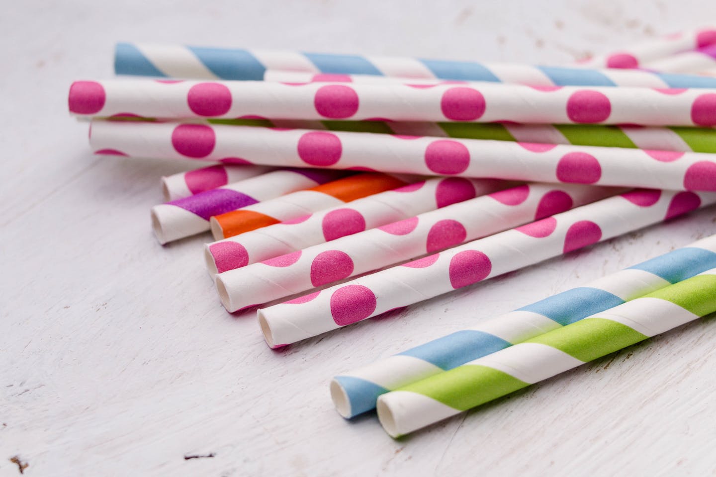 Colourful paper straws
