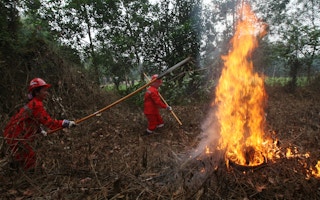 Stick firefighting in Indonesia