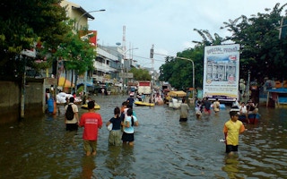 A flooded market in jakarta, Indonesia