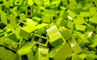 Green coloured lego