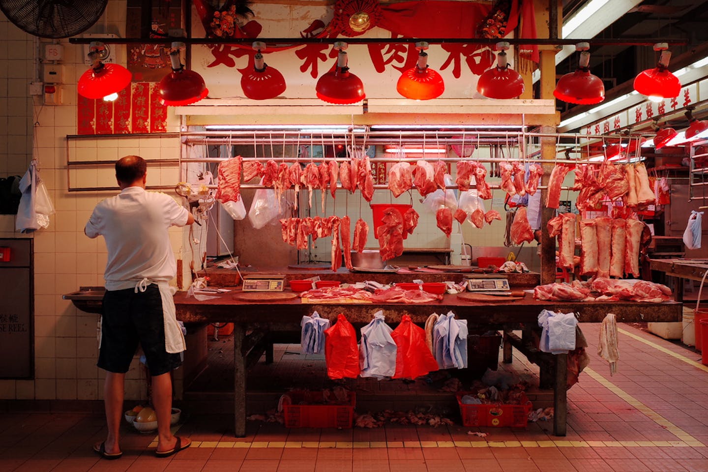 man selling meat china