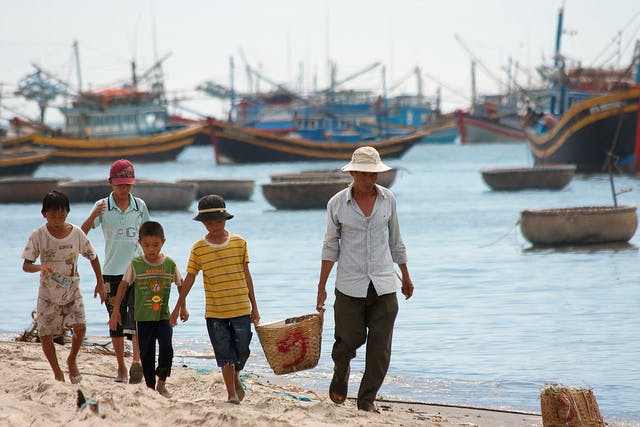 fisherman and his family in Vietnam