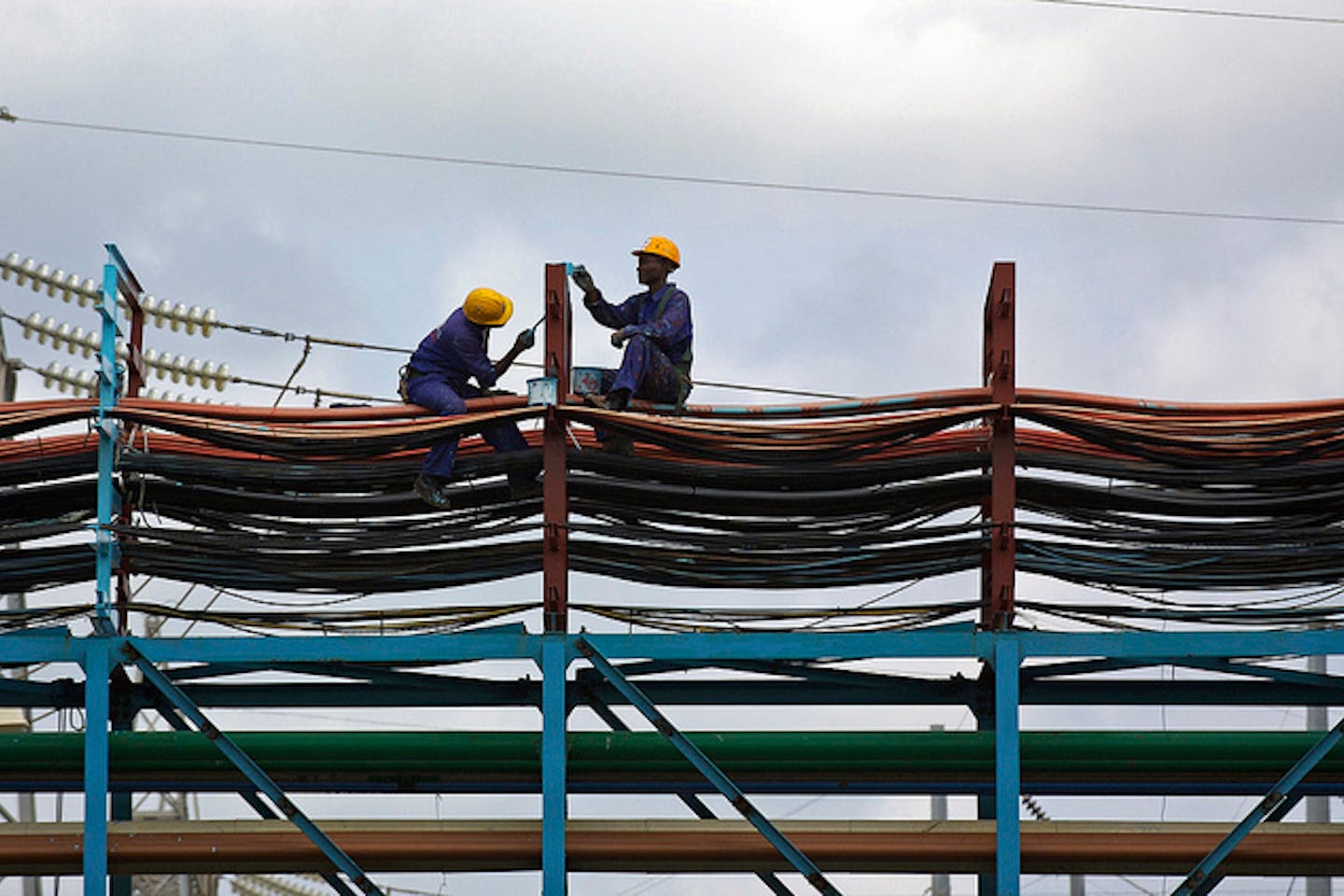 Ghana workers maintaining a thermal power station