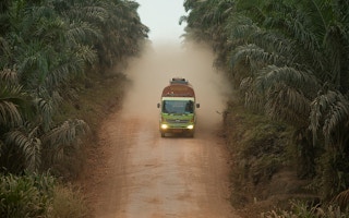 Palm oil tanker in Borneo