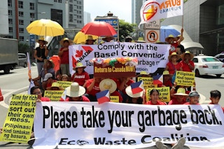 canada trash protests outside embassy in the philippines