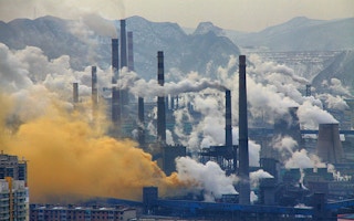 heavy pollution from steel factory in China