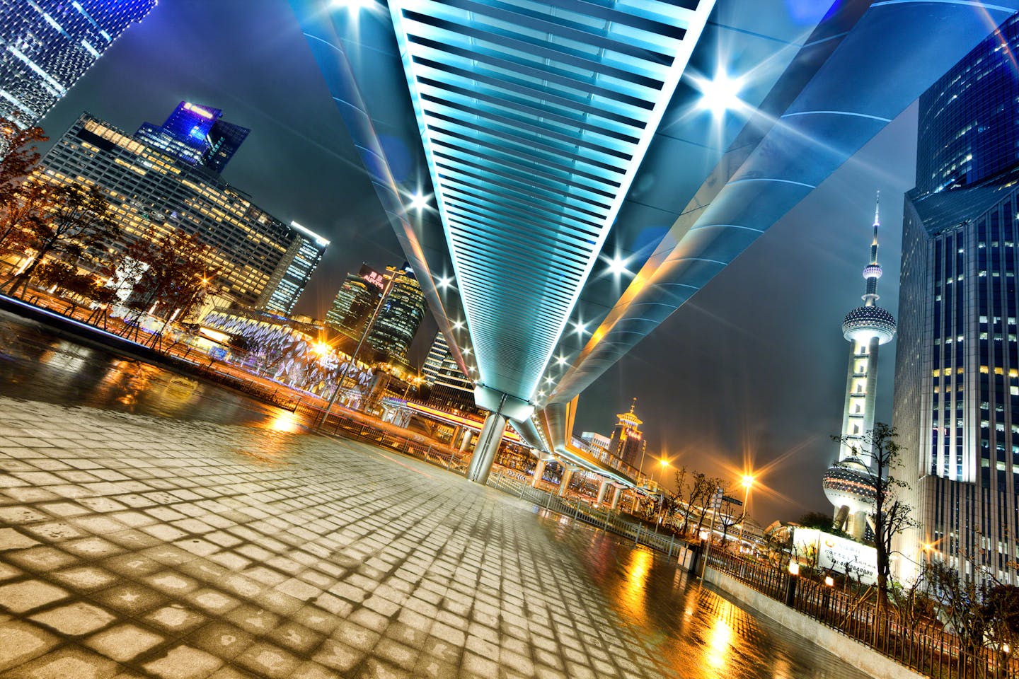 A futuristic Shanghai at night